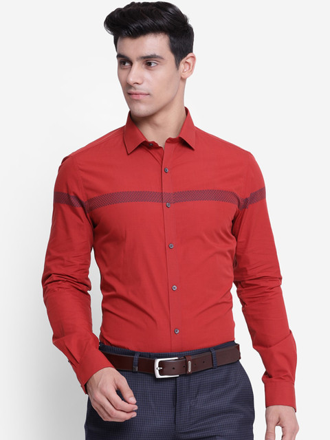 

Turtle Men Red Slim Fit Horizontal Stripes Opaque Striped Casual Shirt
