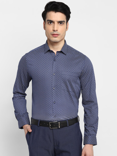

Turtle Men Blue Slim Fit Opaque Printed Casual Shirt