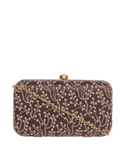 

HORRA Brown & Pink Embroidered Box Clutch