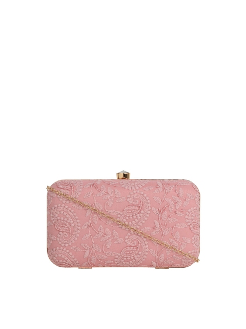 

HORRA Pink Embroidered Box Clutch