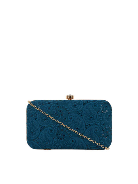 

HORRA Blue Embroidered Box Clutch
