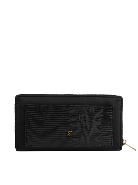

HORRA Women Black Zip Around Wallet