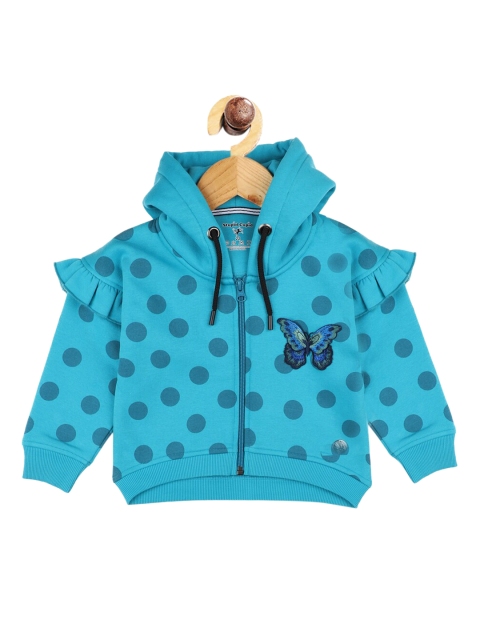 

Stupid Cupid Girls Turquoise Blue Printed Hooded Sweatshirt