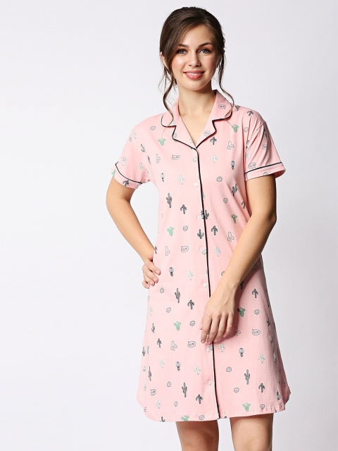 

I like me Peach-Coloured Printed Nightdress