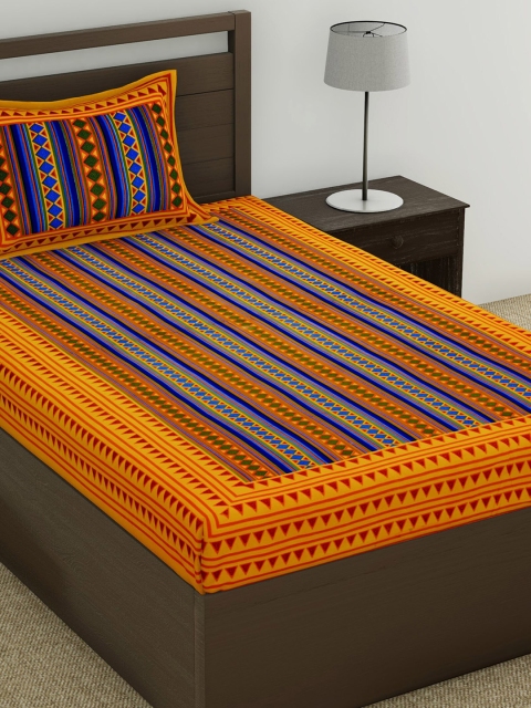 

Varde Multicoloured 104 TC Cotton 1 Single Bedsheet with 1 Pillow Covers, Multi