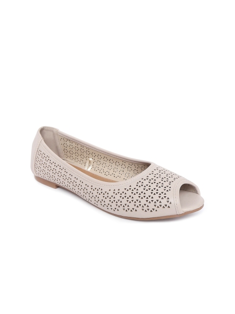 

Forever Glam by Pantaloons Women Grey Open Toe Flats with Laser Cuts