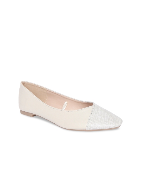 

Forever Glam by Pantaloons Women Off White Colourblocked Leather Ballerinas Flats