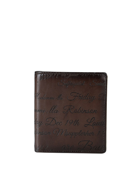 

Da Milano Men Brown Textured Leather Two Fold Wallet