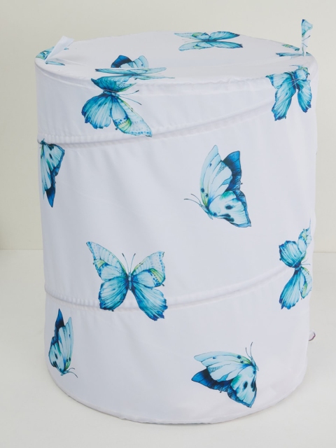 

Home Centre White & Blue Mandarin Printed Round Single Spring Hamper