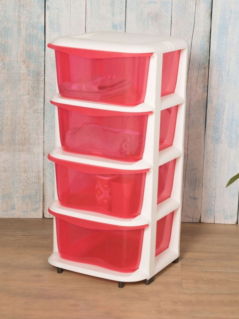 

Home Centre White & Red Regan Connor Solid 4-Tier Drawer Cabinet Organiser