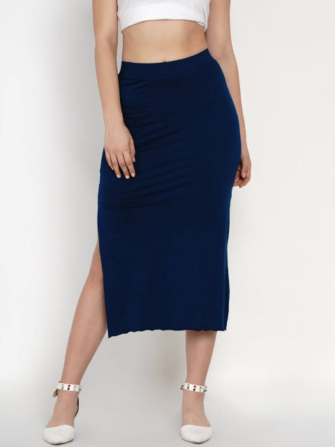 

Samshek Women Navy Blue Solid Fitted Midi- Length Pencil Skirt