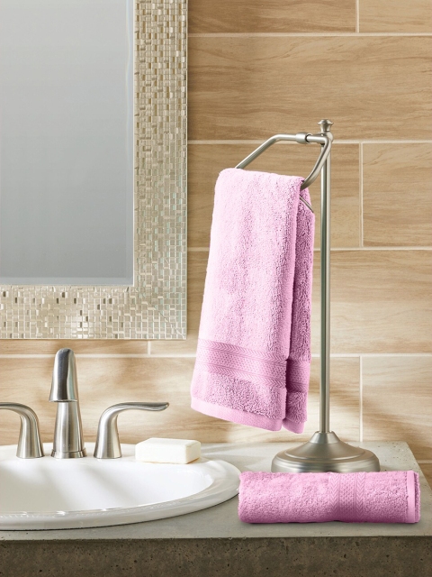 

Raymond Home Set Of 2 Pink Solid 340 GSM Cotton Hand Towels