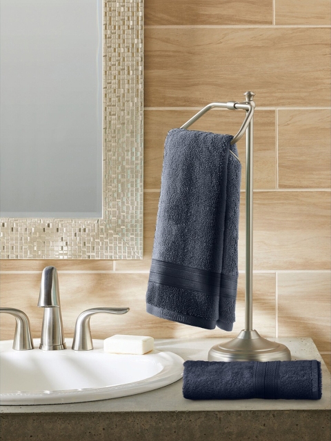 

Raymond Home Set Of 2 Navy-Blue Solid 450 GSM Cotton Hand Towels