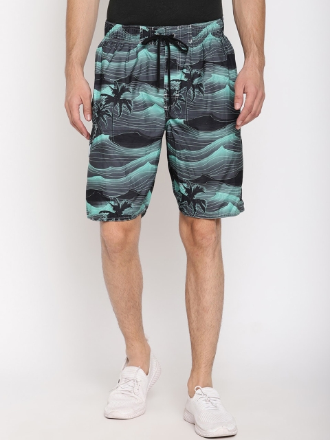 

Wolfpack Men Green & Black Printed Swim Shorts