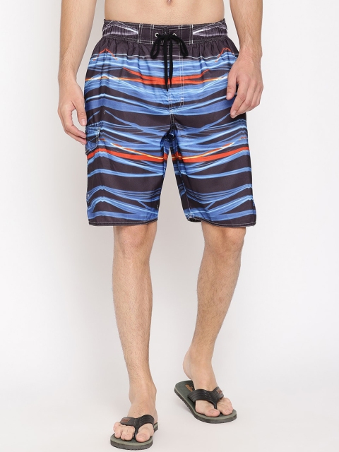 

Wolfpack Men Blue & Black Printed Swim Shorts