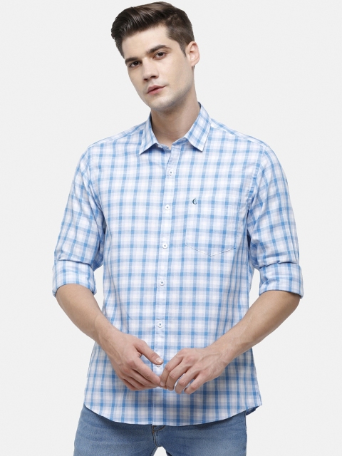 

CAVALLO by Linen Club Men Blue Opaque Checked Casual Shirt