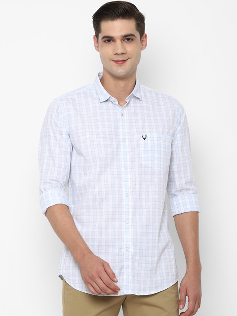 

Allen Solly Men Blue & White Slim Fit Opaque Checked Pure Cotton Casual Shirt
