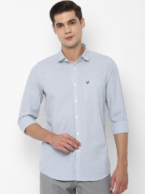 

Allen Solly Men Grey Slim Fit Opaque Striped Casual Shirt
