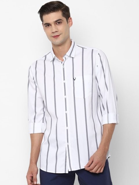 

Allen Solly Men White & Black Slim Fit Striped Cotton Casual Shirt