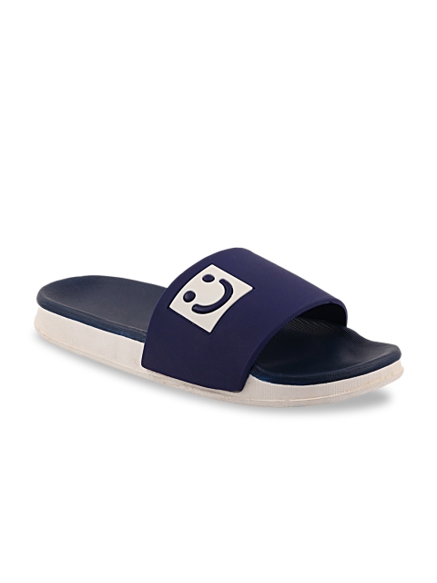 

Shoetopia Girls Navy Blue & White Printed Rubber Sliders