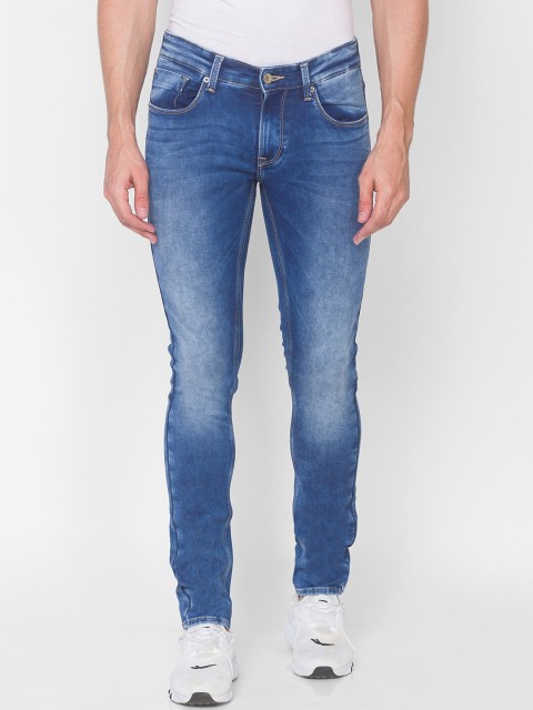 

SPYKAR Men Blue Skinny Fit Low-Rise Heavy Fade Jeans
