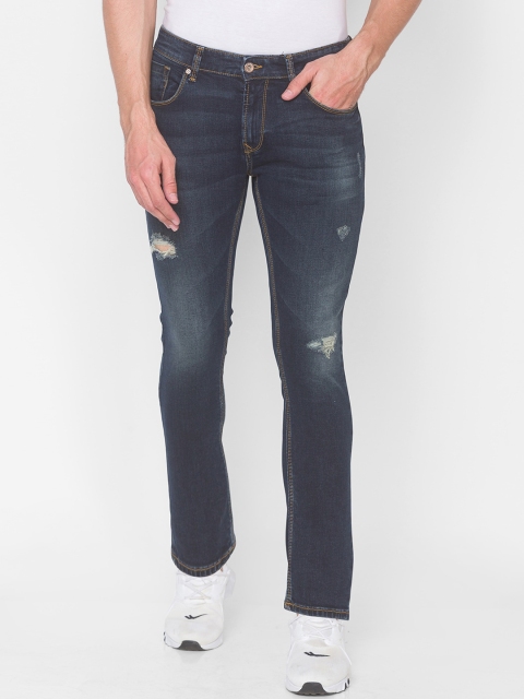 

SPYKAR Men Blue Slim Fit Mildly Distressed Light Fade Jeans