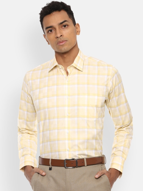 

Van Heusen Men Yellow Slim Fit Opaque Checked Formal Shirt