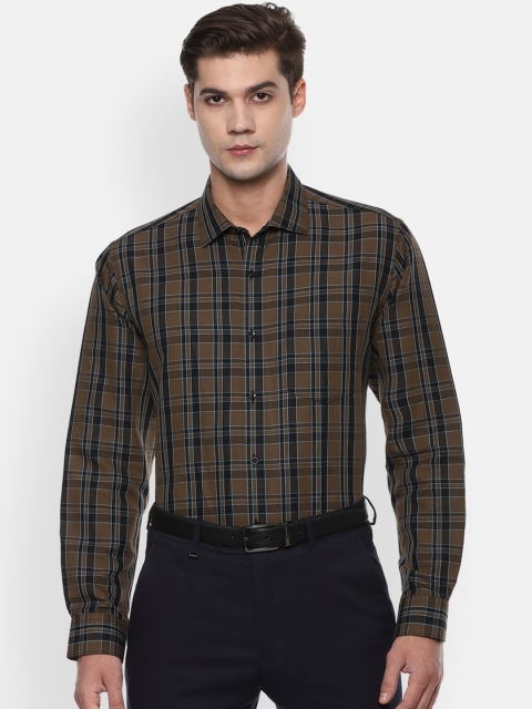 

Van Heusen Men Olive Green Opaque Checked Formal Shirt