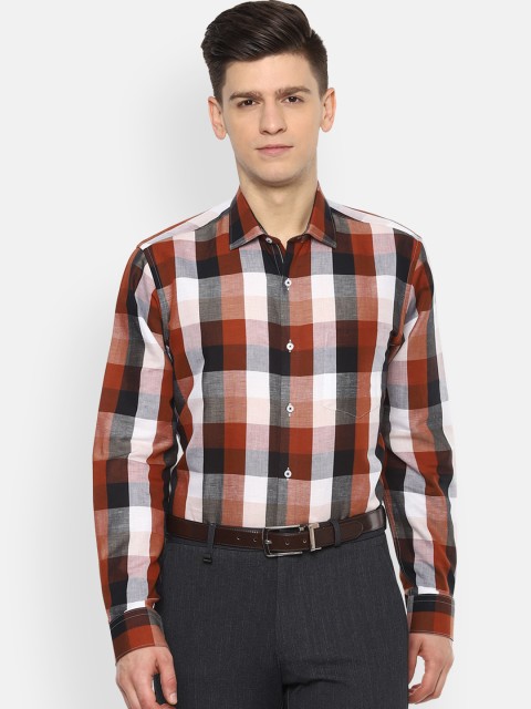 

Van Heusen Men Brown & White Opaque Checked Formal Shirt