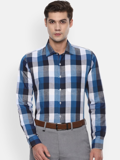 

Van Heusen Men Navy Blue Slim Fit Opaque Checked Formal Shirt