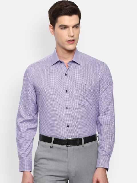 

Van Heusen Men Purple & White Checked Cotton Formal Shirt