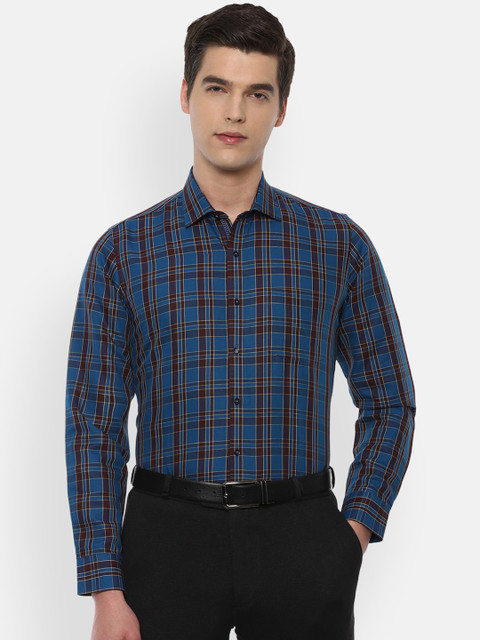 

Van Heusen Men Blue Slim Fit Tartan Checked Formal Shirt