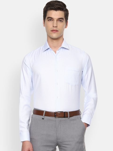 

Van Heusen Men Blue Pure Cotton Opaque Textured Formal Shirt