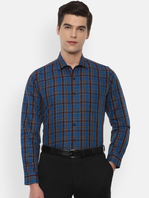 

Van Heusen Men Blue Pure Cotton Slim Fit Tartan Checks Opaque Checked Formal Shirt