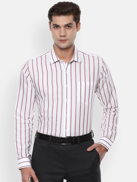 

Van Heusen Men White Slim Fit Opaque Striped Casual Shirt