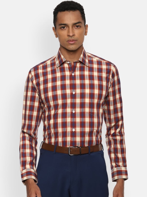 

Van Heusen Men Cream-Coloured Opaque Checked Formal Shirt