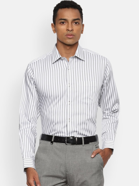 

Van Heusen Men Grey Opaque Striped Casual Shirt