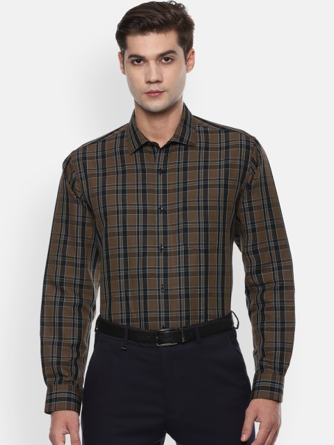 

Van Heusen Men Olive Green Opaque Checked Formal Shirt