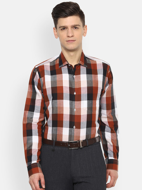 

Van Heusen Men Brown Opaque Checked Casual Shirt