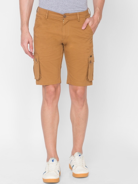 

SPYKAR Men Camel Brown Slim Fit Low-Rise Cargo Shorts