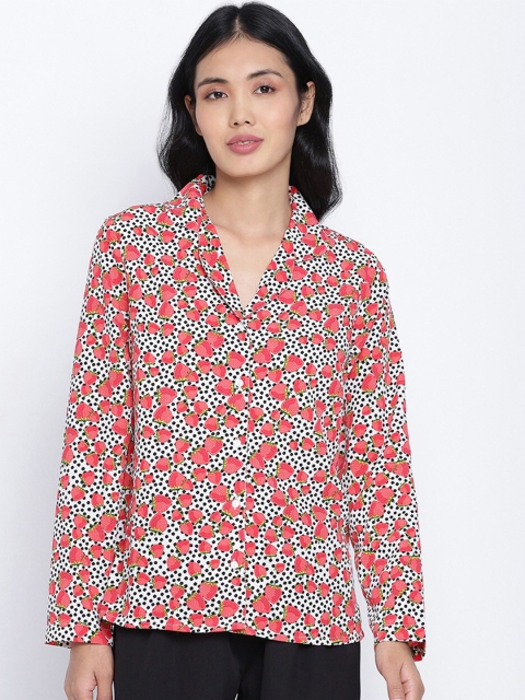 

Oxolloxo Red Floral Shirt Style Top