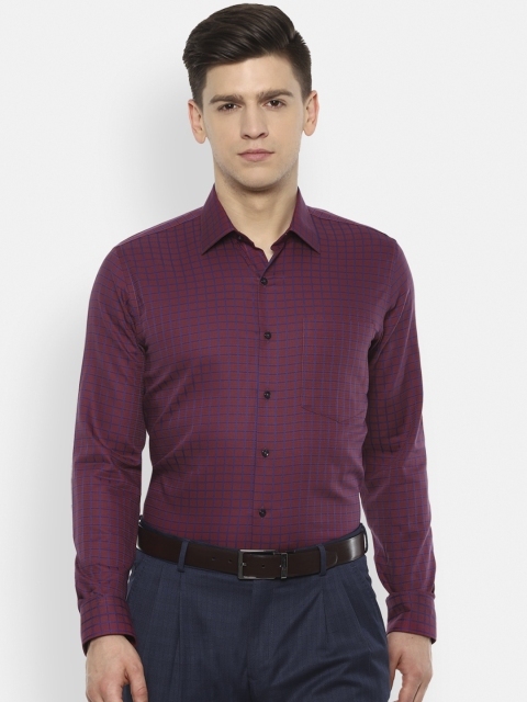 

Van Heusen Men Maroon Slim Fit Opaque Checked Formal Shirt