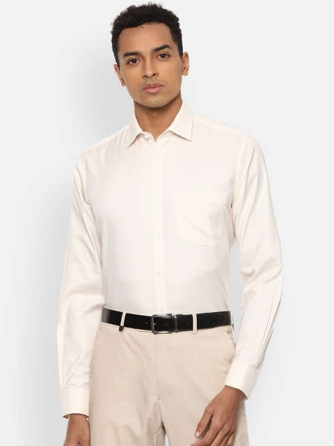 

Van Heusen Men Cream-Coloured Pure Cotton Checked Opaque Formal Shirt