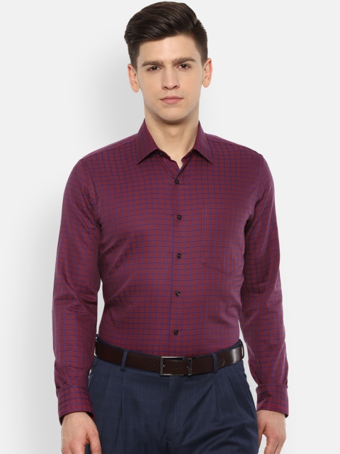 

Van Heusen Men Maroon Slim Fit Grid Tattersall Checks Opaque Checked Casual Shirt