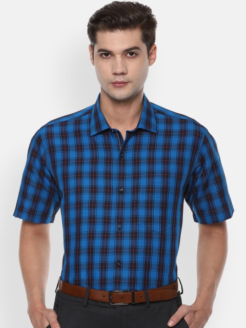 

Van Heusen Men Blue Buffalo Checks Opaque Checked Formal Shirt