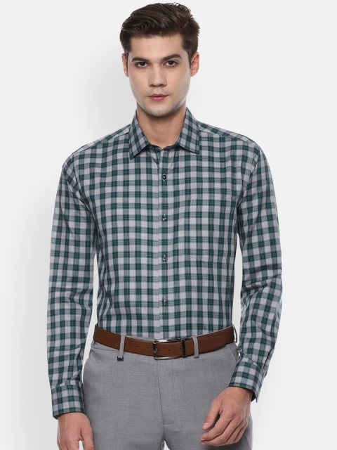 

Van Heusen Men Grey Pure Cotton Opaque Checked Formal Shirt