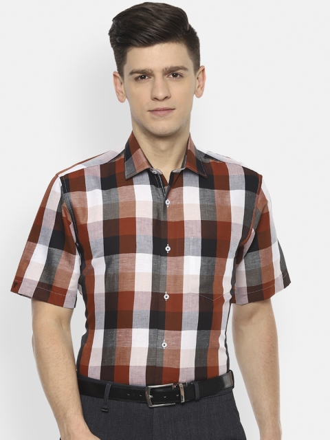 

Van Heusen Men Brown Opaque Checked Formal Shirt