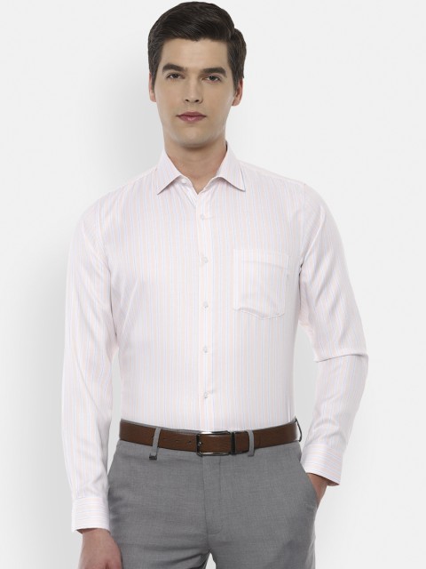 

Van Heusen Men White Pure Cotton Slim Fit Striped Opaque Formal Shirt