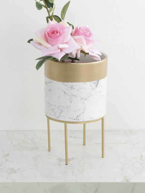 

Home Centre White & Grey Patterned Planter With Stand