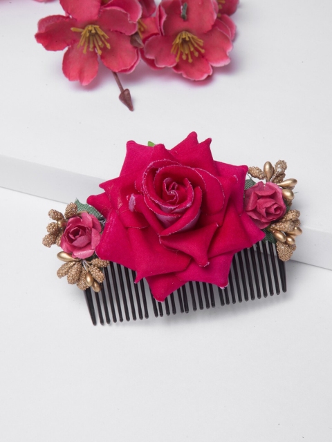 

Moedbuille Women Pink & Black Embellished Hair Accessory Set of